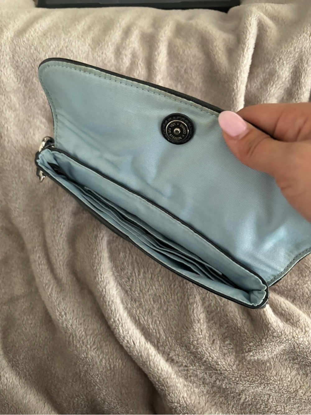 Coach Black Leather Wristlet with Ruched Detail - Picture 6 of 7